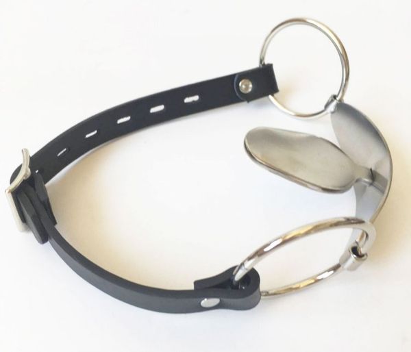 

fetish stainless mouth tongue for gag mouth flail leather plug bondage locking oral fixation adults steel sexuelstoys toysjouets sfhw