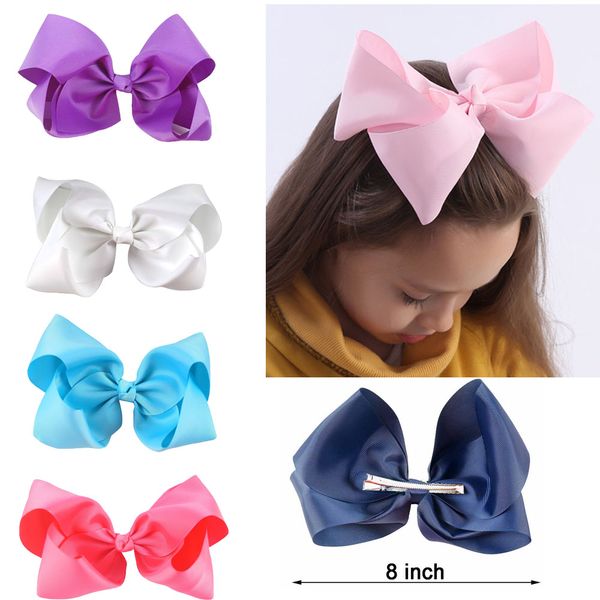 

wholesale- 10 pcs/lot 3 inch grosgrain ribbon 8 inch big hair bow boutique hair bow for girls hair bow with clip zh10-14022015, Slivery;white