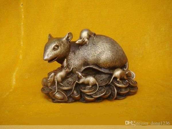Chinesische Bronzestatue Figur Ratte Maus 4,8