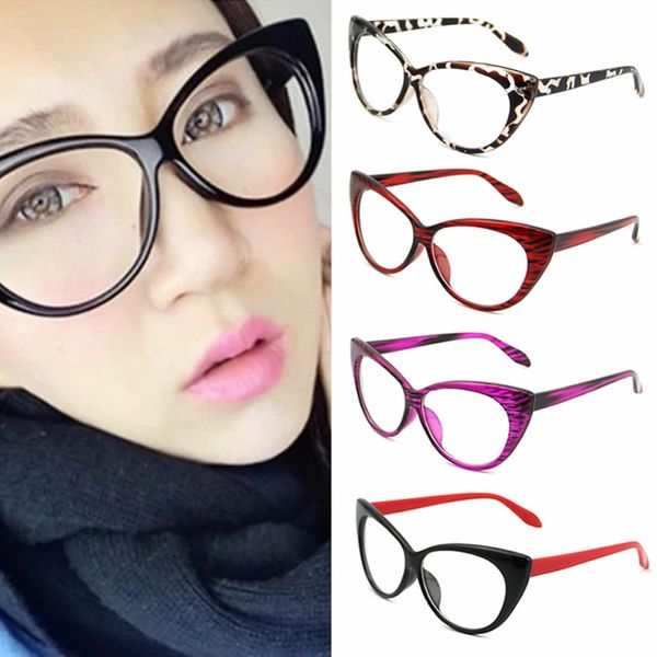 

wholesale- women cat eye clear lens ladies eye glasses fashion retro eyeglasses frame, White;black