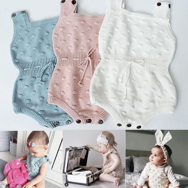 

ins spring autumn infant baby knitted rompers boys girls knitwear overalls sweater romper children toddlers climb clothes 3 colors 3056, Blue