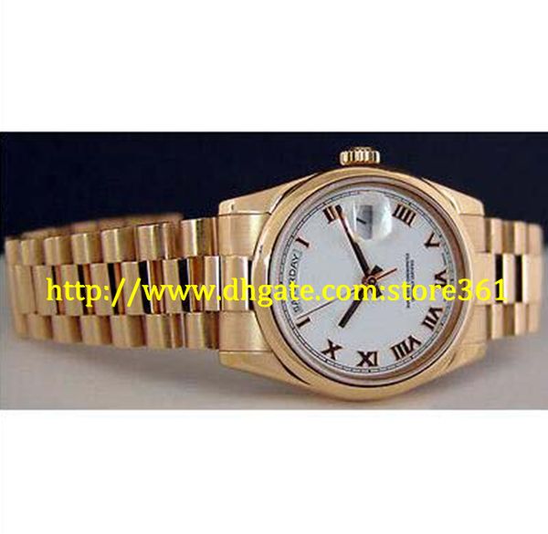 

store361 new arrive watch 36mm 18kt everose gold president - white roman 118205, Slivery;brown