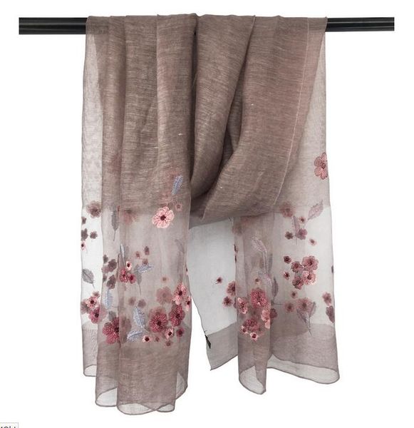 

200см * 83см шарф с шелковой и шерстяной вышивкой длинный шарф тонкий и мягкий