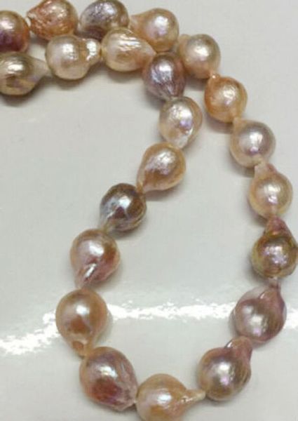 

11-14mm real natural south sea baroque lavender akoya pearl necklace, Silver
