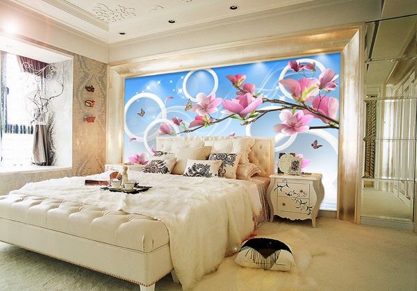 

wholesale-3d wall mural customized 3d p wallpaper circle magnolia murals 3d stereoscopic wallpaper for living room desktop