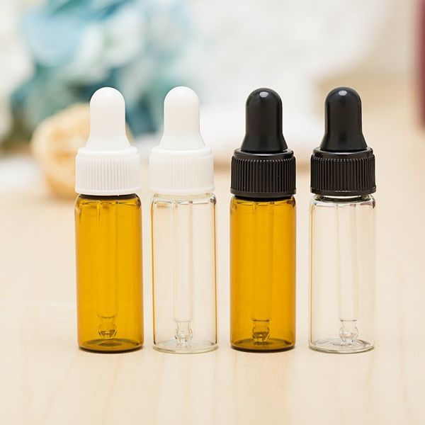 

5ML Mini Amber Glass Essential Oil Dropper Bottles Refillable Empty Eye Dropper Perfume Cosmetic Liquid Lotion Sample Storage Container