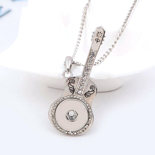 

10pcs/lot crystal noosa snap button guitar necklaces pendant silver plated platinum diy 18mm chunk snap button jewelry ginger snaps