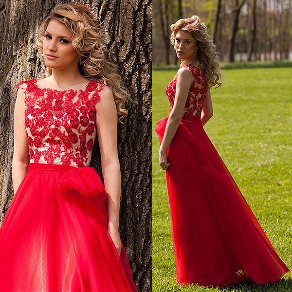 Abiti da ballo a trapezio con scollo a barchetta e applicazioni in pizzo Abito da sera lungo in chiffon rosso 30D vestidos longos para formatura