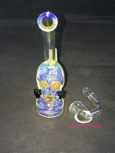 Mini-Shisha-Ölbohrinsel-Brenner, Glasbecher, bunte Bongs, Recycler, Bubbler, 10 mm Quarz-Banger