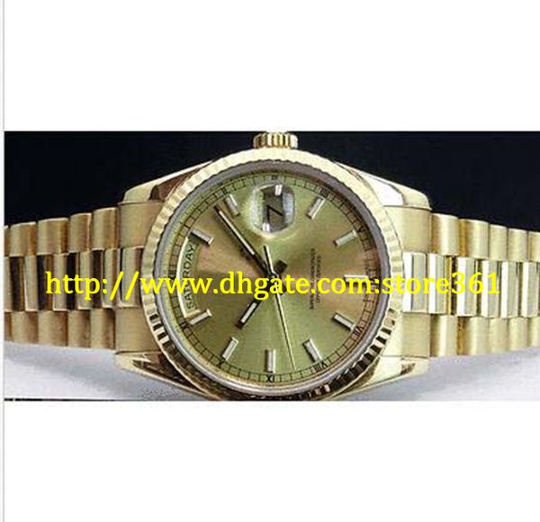 

store361 new arrive 36mm mens 18kt gold president champagne index 118238, Slivery;brown