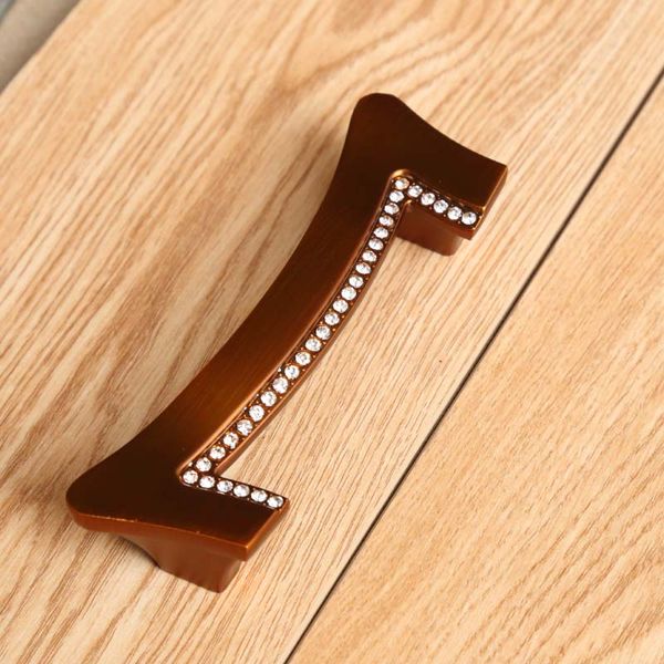 

96mm 128mm fashion deluxe rhinestone furniture handles yellow bronze k9 clear crystal kitchen cabinet dresser drawer pulls knobs