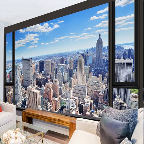 

wholesale-custom 3d p wallpaper modern wall painting urban landscape embossed wall paper living room bedroom tv wall mural wallpaper