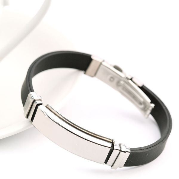 

Шарм титана из нержавеющей стали черный силиконовый кожаный браслет Браслет для