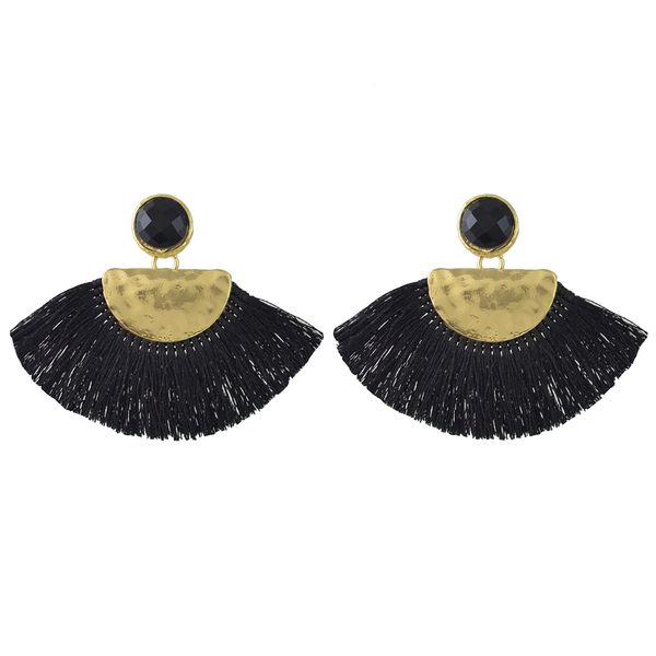 

idealway 3 colors bohemian gold plated crystal long thread tassel drop earrings jewelry fashion accessories, Silver