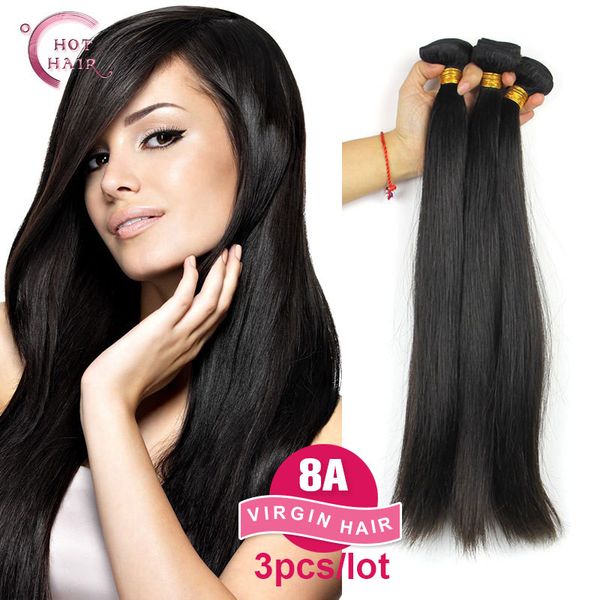 

wholesale-8a indian virgin hair straight 3pcs 100% human hair unprocessed raw indian remy hair indian straight virgin human hair weaves, Black;brown