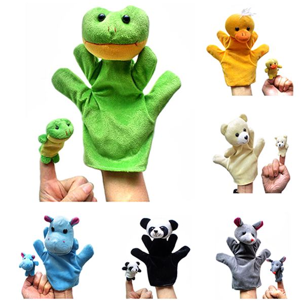 

2pcs lovely kids baby plush toys finger puppet talking props animals hand puppets family story telling