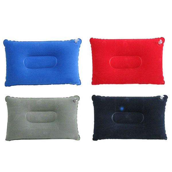 

wholesale- new portable folding air inflatable pillow double sided flocking cushion for outdoor travel plane l