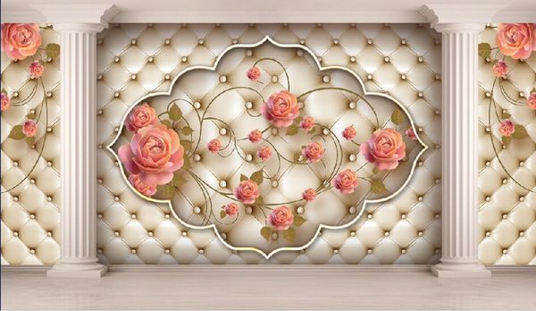 

classic 3d european style 3d european elegant bags rose patterns tv walls mural 3d for tv backdrop