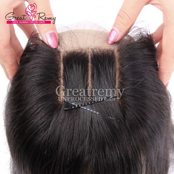 

pre- plucked 3 part lace closure indian human hair straight virgin hair closure 4x4 8a greatremy middle part frontal closures deal clearance, Black;brown