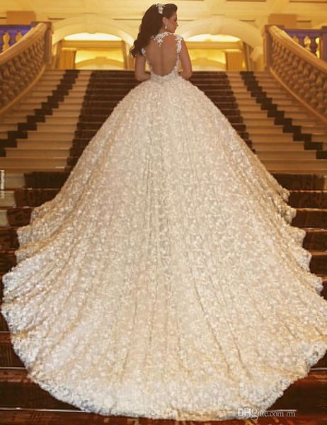 

dhgate vip luxury modest lace wedding dresses cathedral train beaded applique bridal gowns saudi arabic vestidos de noiva wedding dress, White