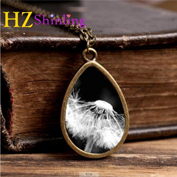 

dandelion jewelry, dandelion necklace, dandelion pendant, friend family gift, make a wish necklace td-008, Silver