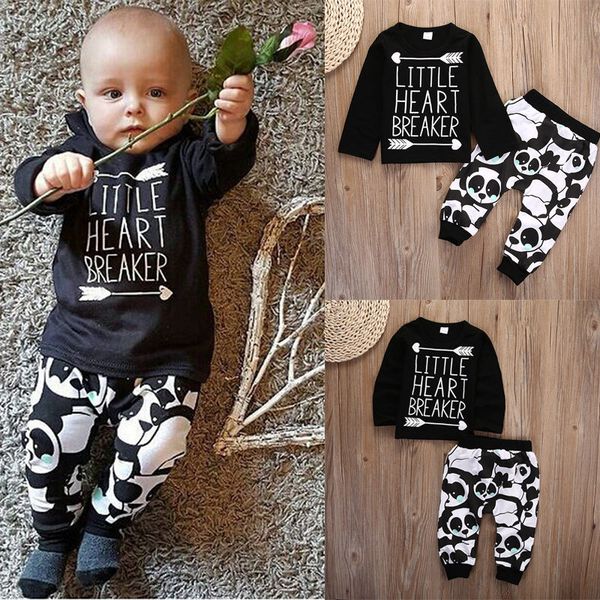 Baby Junge Outfit Set Langarm Tops T-shirt Panda Hose Lang Hosen Kinder Kleidung