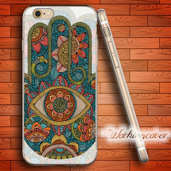 

coque hamsa hand mandala soft clear tpu case for iphone 6 6s 7 plus 5s se 5 5c 4s 4 case silicone cover