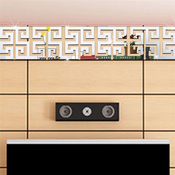 Hot 10 pçs / set Modern 3D Autoadesivo Espelho Azulejo Quadrado Adesivos de Parede Para Casa de Banho Decoração Sala de estar