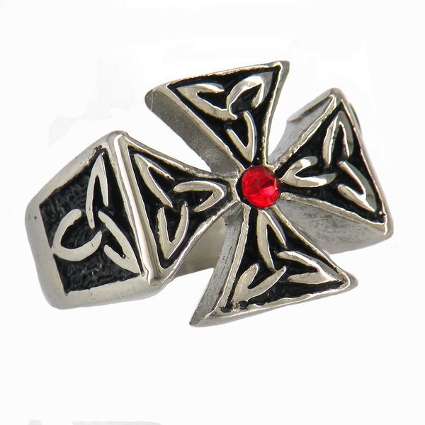 

stainless steel punk vintage mens or womens jewelry celtic german flower iron military cross ring gift for brothers sisters 10w03r, Silver