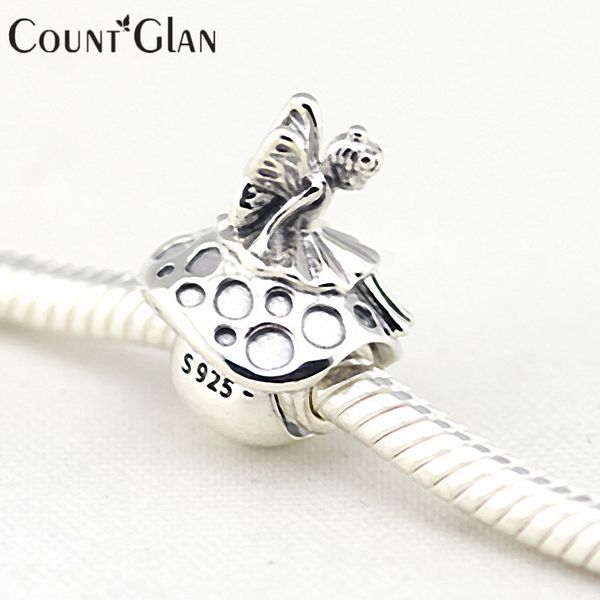 

925 sterling silver forest fairy beads fits pandora original charms bracelet metal diy necklace beads sterling silver jewelry, Black