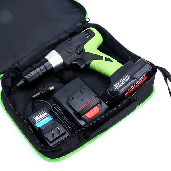 

21v portable cordless electric rivet gun rechargeable riveter battery riveting tool pull rivet nut tool 2 battery m8/m10 head