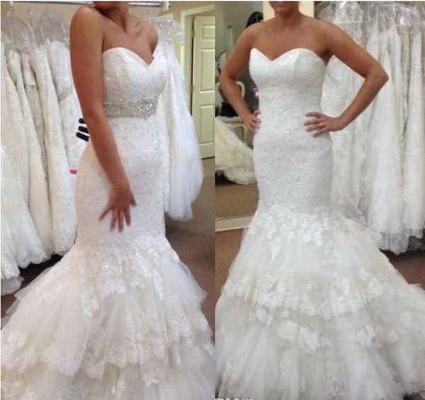 

кружева русалка свадебные платья без бретелек милая декольте на шнуровке свадебное платье свадебное платье на заказ со стразами бисером, White