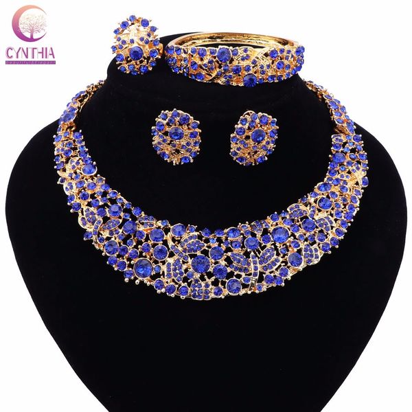 

африканские бусы collares ювелирные наборы для женщин новые аксессуары свадебные себе заявление кристалл ожерелье серьги кольцо браслет набо, Black