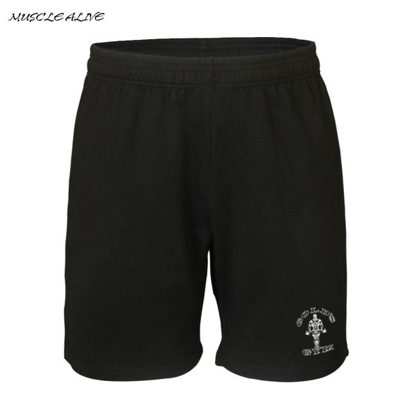 

wholesale- muscle alive men shorts gyms clothing bodybuilding shorts mens fitness clothes workout for male cotton print casual, White;black