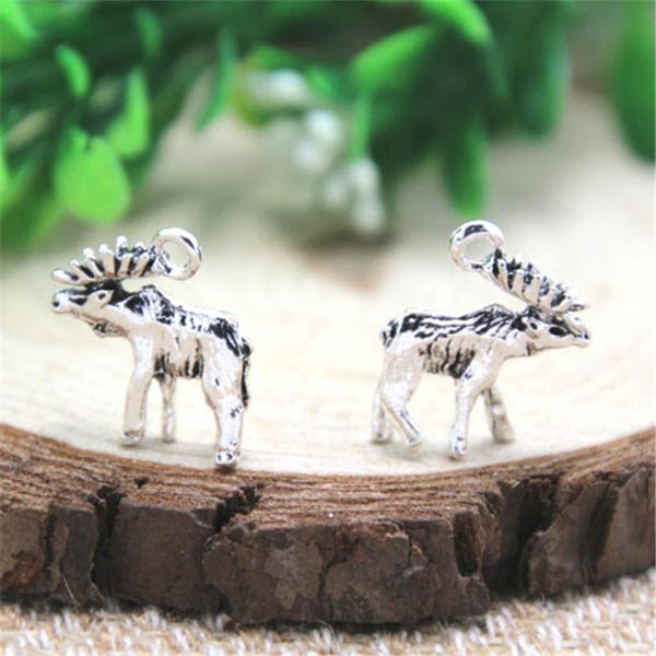 

25шт лося подвески серебряный тон олень подвески подвески 22X22mm
