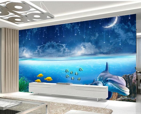 

p customize size under the submarine world 3d tv backdrop 3d murals wallpaper for living room