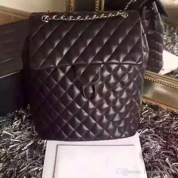 

Cla ic large backpack black quilted lamb kin leather w ilver tone hardware double houlder backpack women backpack 25cm 30cm