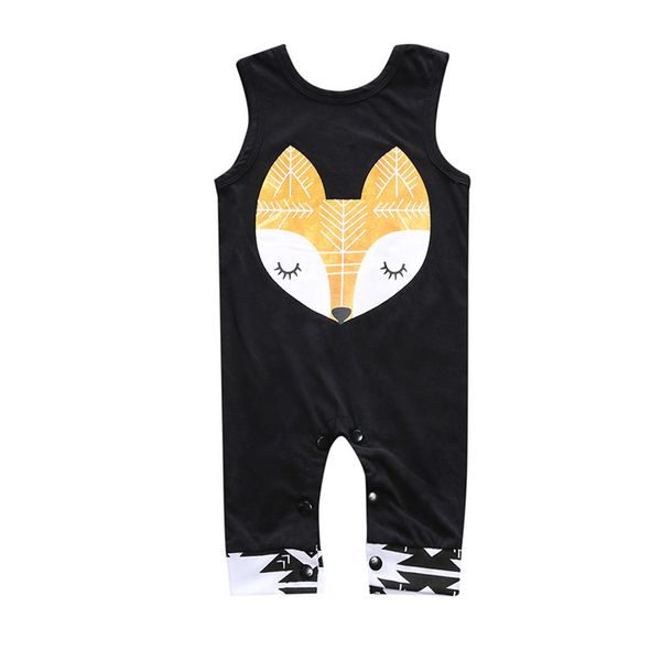 2017 Baby Summer Pagliaccetti Infant Toddlers Fox Head Print Onesies Tuta Neonati maschi Ragazze senza maniche Climb Pagliaccetti Spedizione gratuita