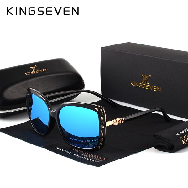 

wholesale- kingseven 2017 new women fashion brand designer oval sunglasses butterfly frame summer gradient lens sun glasses retro k7215, White;black