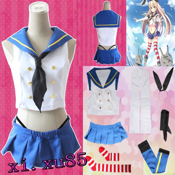 Hot japonês coleção de anime kantai shimakaze destruidor cosplay traje completo terno bonito adulto meninas uniforme cos