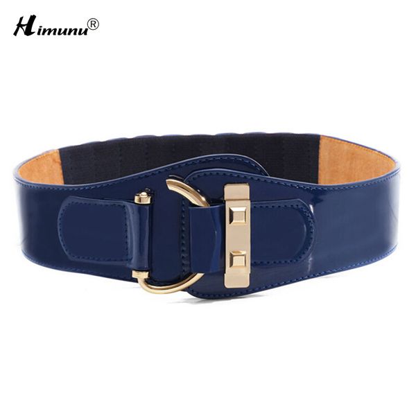 

wholesale- new fashion cowskin leather wide belts for women hasp elastic patent leather female belt girls girdle 3 color, Black;brown