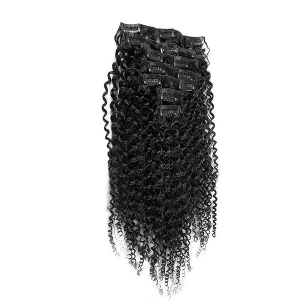 Capelli umani vergini mongoli 100 g 8 pezzi Clip ricci afro crespi nelle estensioni dei capelli per donna nera