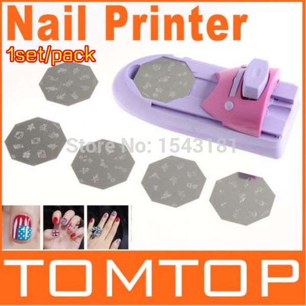 Großhandel Nail Art Druckmaschine DIY Farbdruckmaschine Nagellack Stempel 6 Stück Muster Vorlage Kit Set Digitaler Nageldrucker