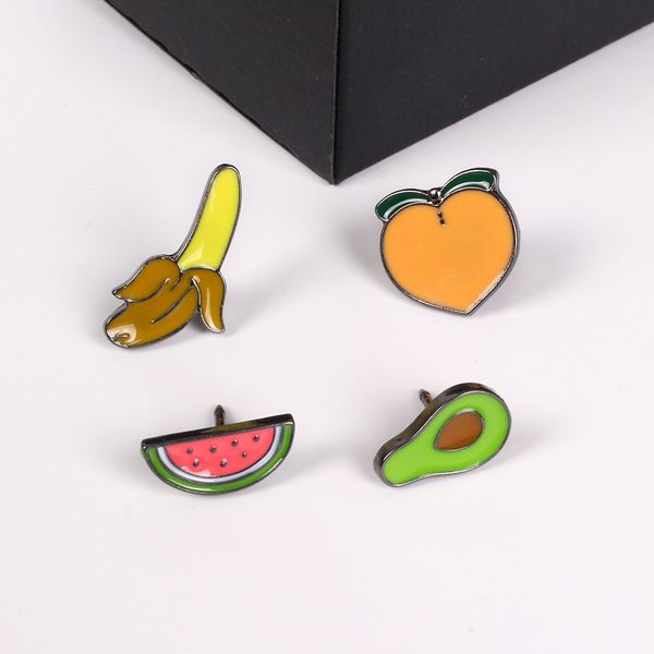 

wholesale- fashion jewelry accessories cute enamel epoxy mini avocado watermelon peach banana brooches, Gray