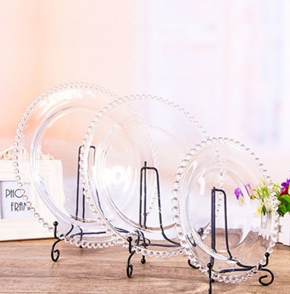 

wholesale transparent glass plate western pad pearl tableware glass plates diameter 32cm
