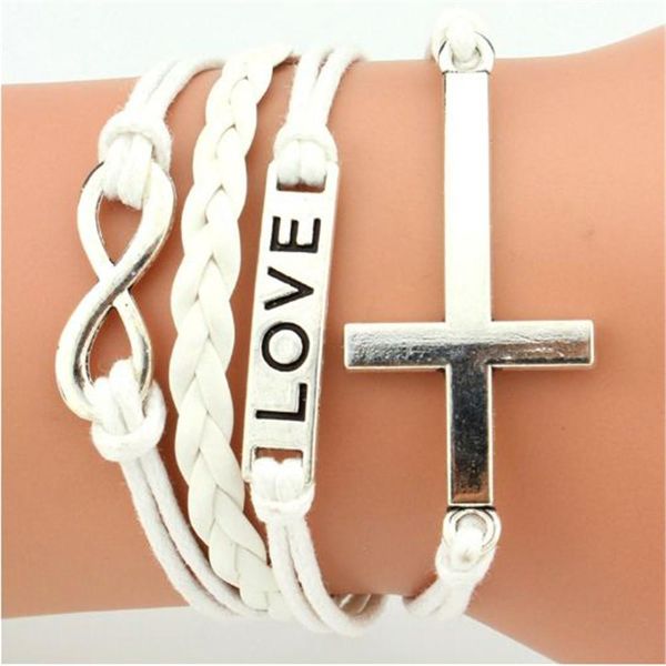 

bracelet set new love letter woven pu leather bracelet bangles knitting diy charm bangles valentines jewelry sales acc260, Golden;silver