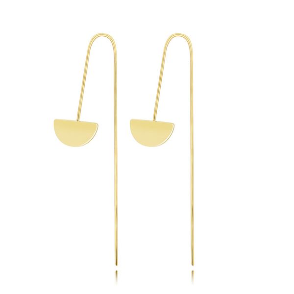

14k gold plated earrings delicate contracted europe & usa personality long ear studs earring hook women's jewelry gift