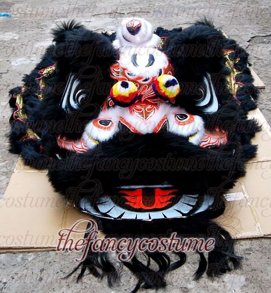 

bamboo southern black lion dance wool lion dance mascot costume made of pure wool southern lion size chinese folk costume, Red;yellow