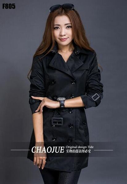 

woman the spring and autumn period and the han edition style elegant long trench coat of cultivate one's morality / s-4xl, Black