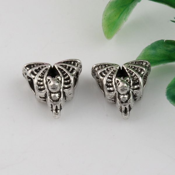 

120pcs antique silver alloy bat in flight big hole spacer beads fit european bead bracelet 13x13x8mm, Bronze;silver